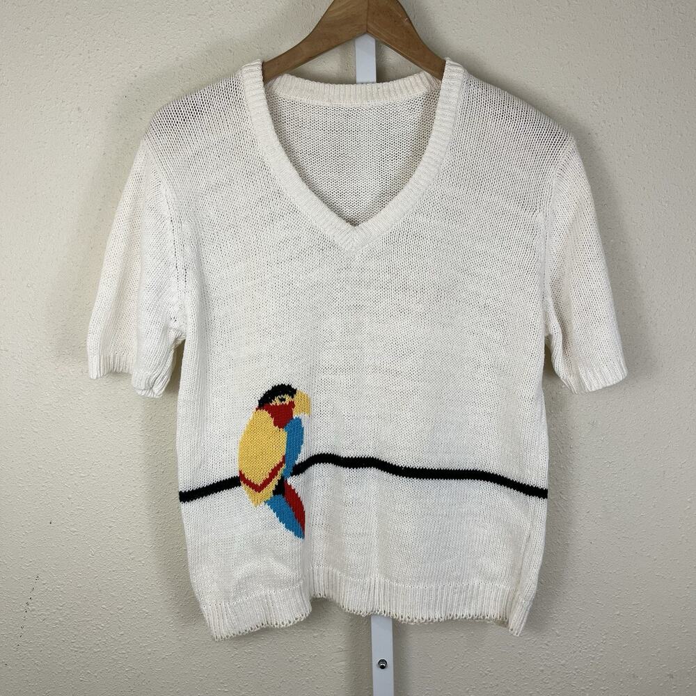 Vintage Knit Toucan Short Sleeve Sweater